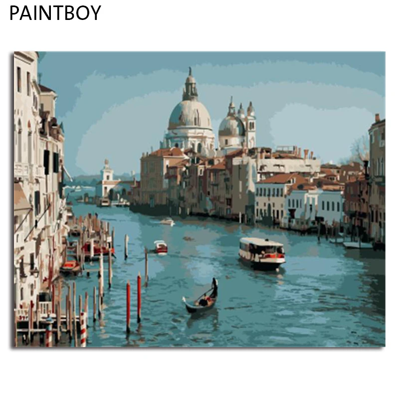 

PAINTBOY Landscape Framed Pictures DIY Painting By Numbers Painting and Calligraphy Coloring By Numbers on Canvas
