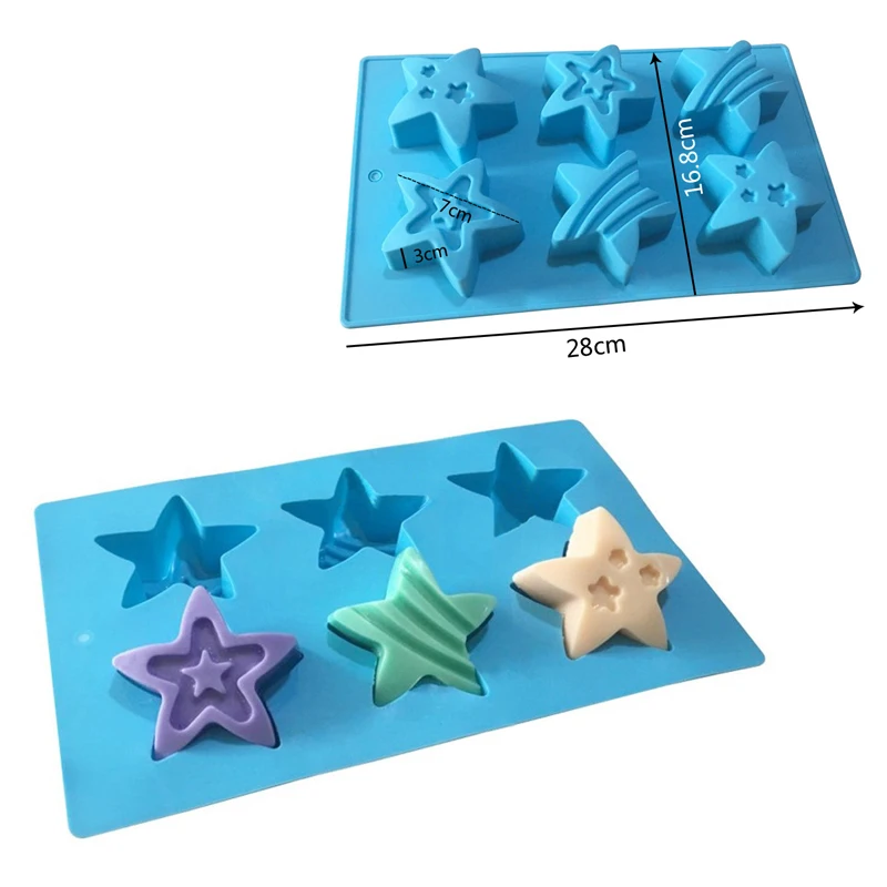 

3 Style Stars Silicone Mold Handmade Soap Candle Molds Chocolate Cake Ice Sugar Candy Jelly Mould Bakeware Pastry Baking Tools