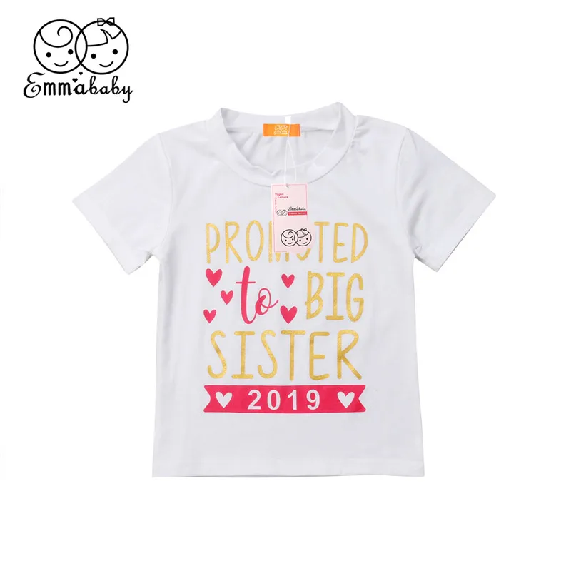 

Emmababy Hot Sale Girls T-Shirt Become a Big Sister in 2019 Letter Print White Long Sleeve O-Neck T-Shirt Fashion Girls Clothing