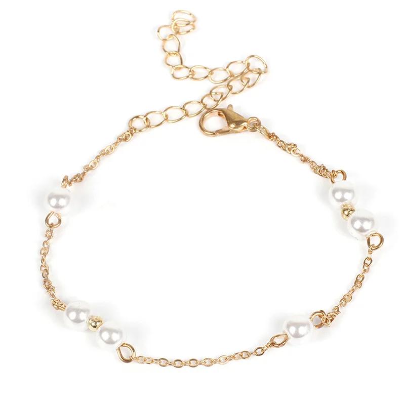 

Fashion Personality Simple Lady's Footwear All-in-one Minimalist European and American Pearl Foot chains for the women Anklet
