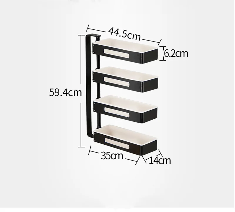 Кухонные стеллажи из алюминиевого сплава, держатели, вращающийся многослойный настенный стеллаж для приправ, стойка для хранения в ванной, 08168