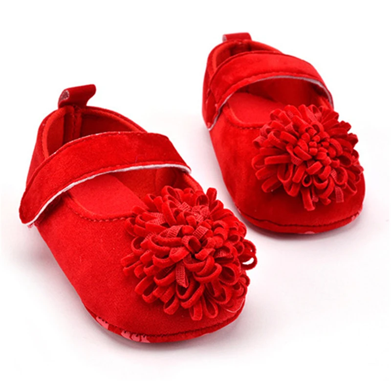 

Candy Colors Newborn Baby Prewalker Soft Bottom Anti-slip Shoes Footwear Classic Princess Girl Crib Mary Jane Big Flower Shoes