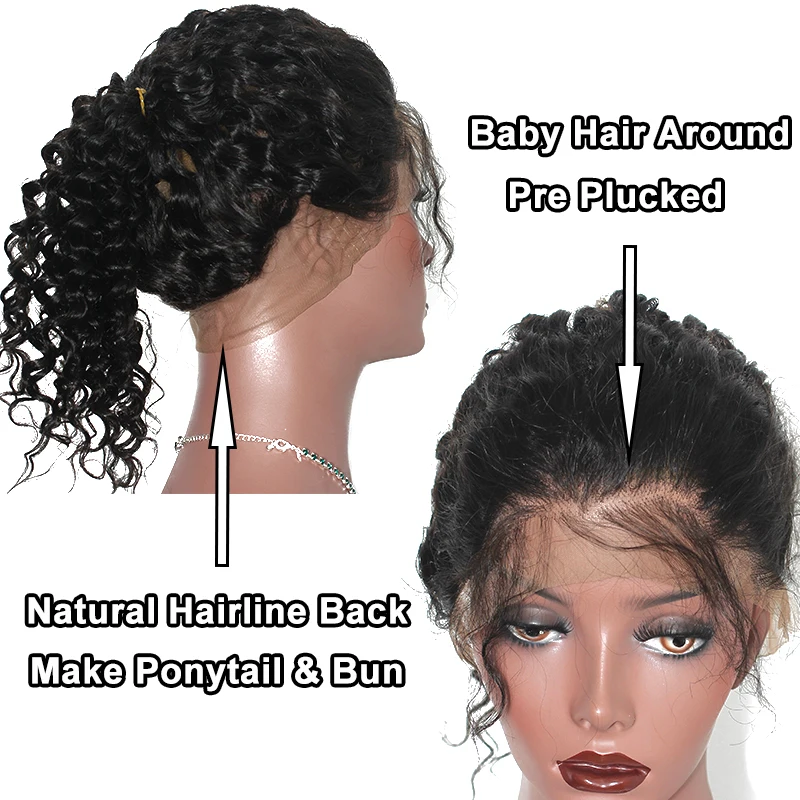 360 Lace Frontal Closure Pre Plucked With Baby Hair Deep Wave Frontal Brazilian Virgin Hair 360 Human Hair Closure