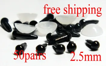 

Free shipping!!!100pcs(50pairs)black Plastic Safety Eyes making doll findings--2.5mm