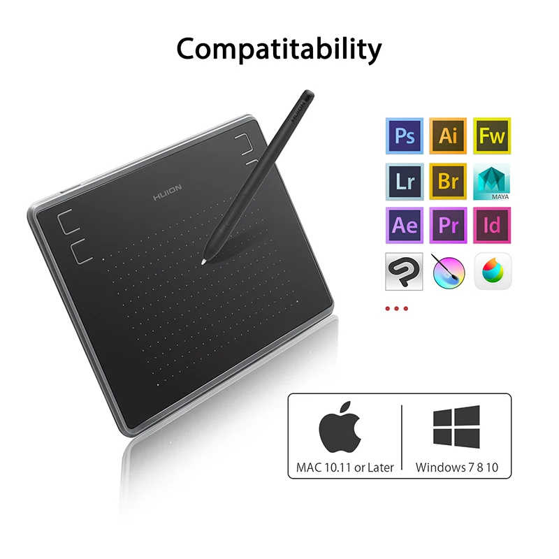 HUION-Tabletas digitales H430P, Tablet de dibujo gráfico de firma, tableta de juego OSU con bolígrafo sin batería, guante no incluido