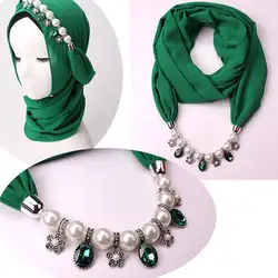 Хиджабы для женщин с жемчугом ожерелья для мужчин Шкентели длинное ожерелье бусины кулон шарф шейный кулон цепочки и ожерелья Этнические