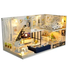 Симпатичные комнаты DIY деревянный дом Miniaturas с мебели DIY Миниатюрный Дом Кукольный домик игрушки для детей Рождество и день рождения TD32