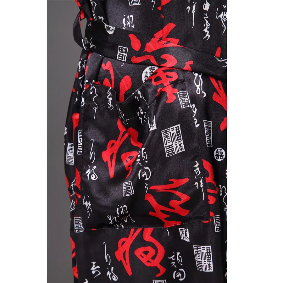 Новое поступление, черный, красный китайский Мужской Атласный банный халат, новинка, кимоно юката с принтом, летняя одежда для отдыха, пижама s m l xl XXL 011027