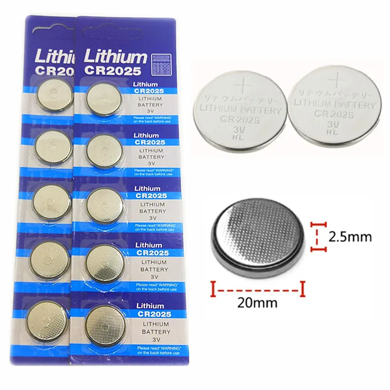 

10pcs 3V Lithium Coin Cells Button Battery CR2025 BR2025 DL2025 KCR2025 2025 L12 EE6226