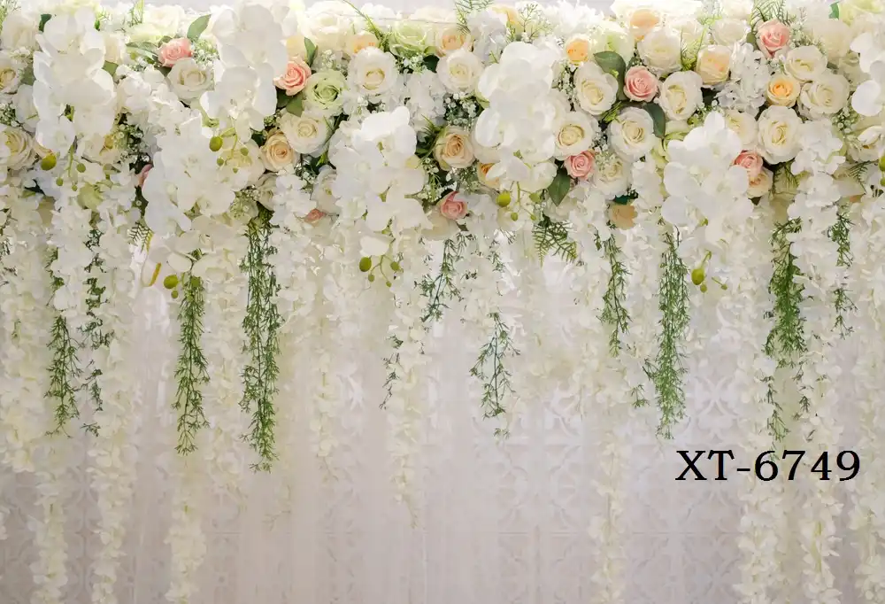 Bridal Shower Wedding Floral Wall Backdrop Flowers Curtain Dessert Table Decoration Blush Background For Photography Background Aliexpress