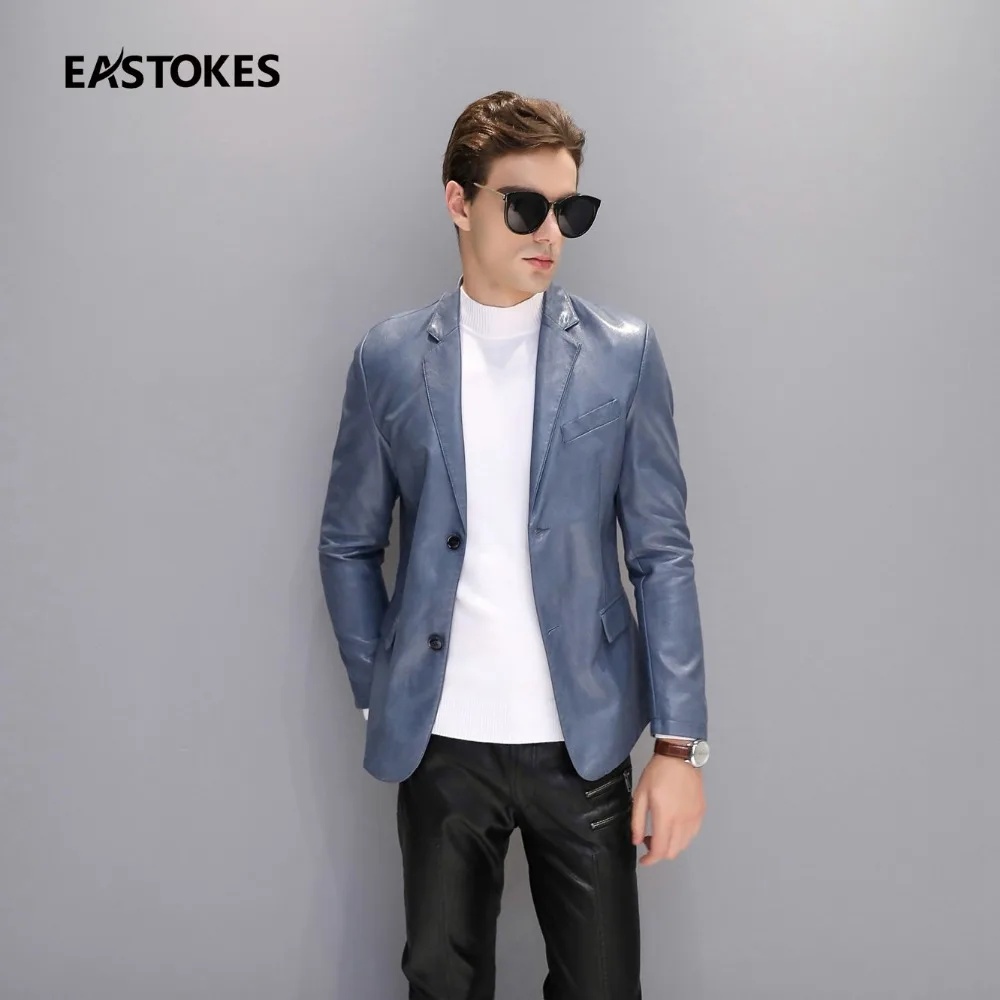 Men Slim Cut Leather Jackets Man Leather Windbreaker Notch Lapel Suit Casual Faux Leather Outerwears Mid-Length Jacket Outerwear Men Slim Cut Leather Jackets Man Leather Windbreaker Notch Lapel Suit Casual Faux Leather Outerwears Mid-Length Jacket Outerwear