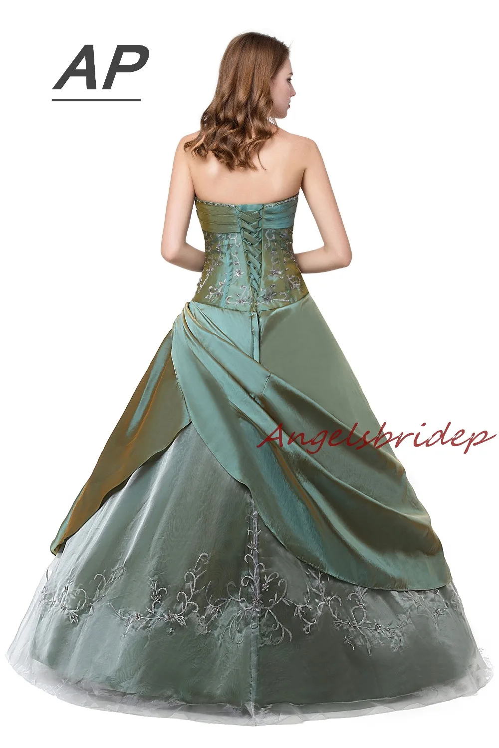 ANGELSBRIDEP Vestidos De Quinceanera платья зеленые официальные вышивки милые 16 вечерние женское