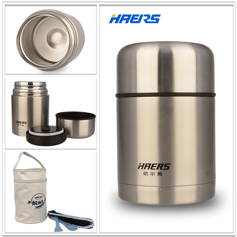 Haers Insulated Food Jar With Bag 600ml Stainless Steel Insulated Food Container Vacuum Lunch Box Thermos