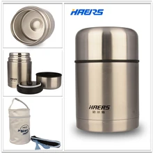 Haers isolierte nahrung jar mit tasche 600 ml edelstahl isolierte lebensmittelbehälter vakuum lunchbox thermos für kinder hth-600a