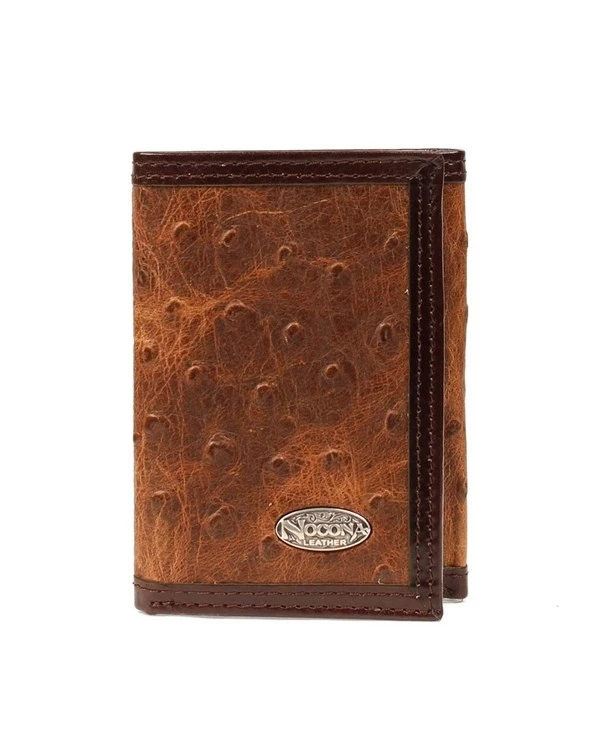 Nocona Belt N5487802 Tri-Fold Vintage Ostrich Wallet Brown - One Size (1)