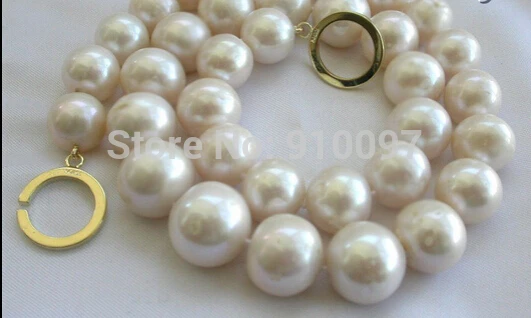 

LHX54013>>>stunning wow big 12mm round white freshwater cultured pearl necklace 14K