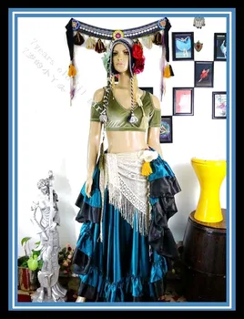 

Velvet Fat Chance Tribal Choli belly dance costume drop short sleeve top FB44