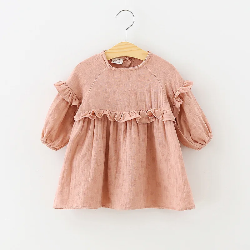 

Autumn Baby Girl Dress Linen Cotton Princess Dresses Ruffles Dress Girls Clothes for Girl Full Sleeve Children Clothing