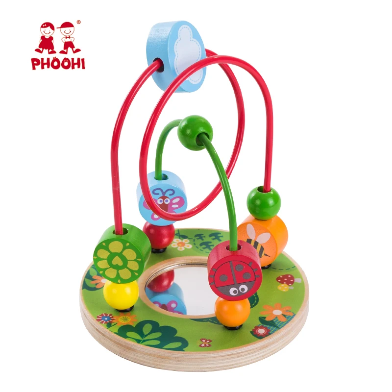 Baby Wooden Bead Maze Children Early Educational Roller Coaster Mirror Toy For Toddler PHOOHI Baby Wooden Bead Maze Children Early Educational Roller Coaster Mirror Toy For Toddler PHOOHI