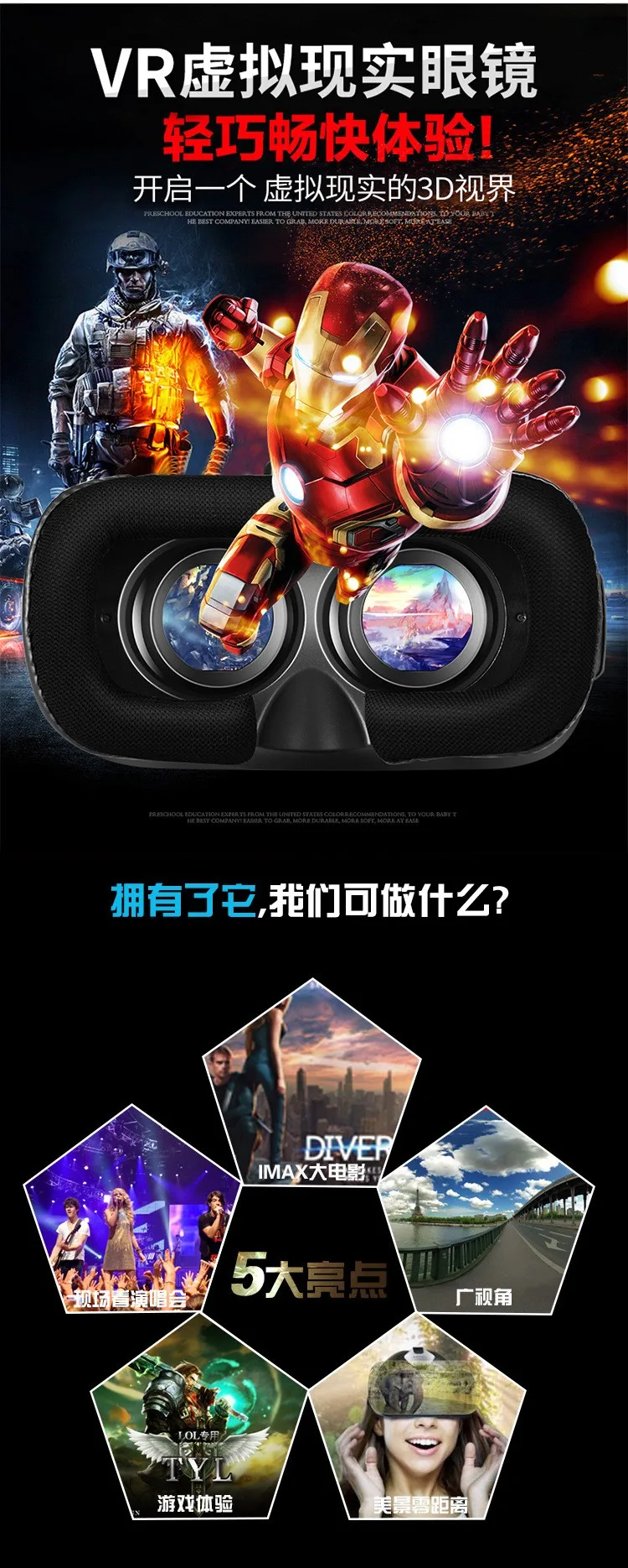Цифровые очки VR мобильный 3D фильм Watcher 3D виртуальной реальности головной убор серии VR оптом