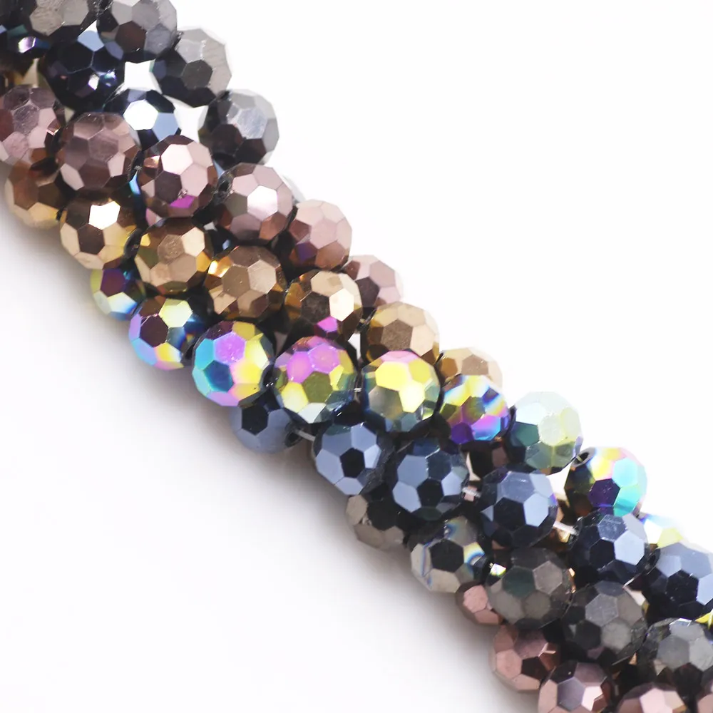 

ZHUBI Faceted Plated Beads 6/8mm Glass Crystal Round Ball Charms Jewelry Making Material DIY Crafts Pearl Beads for Decoration