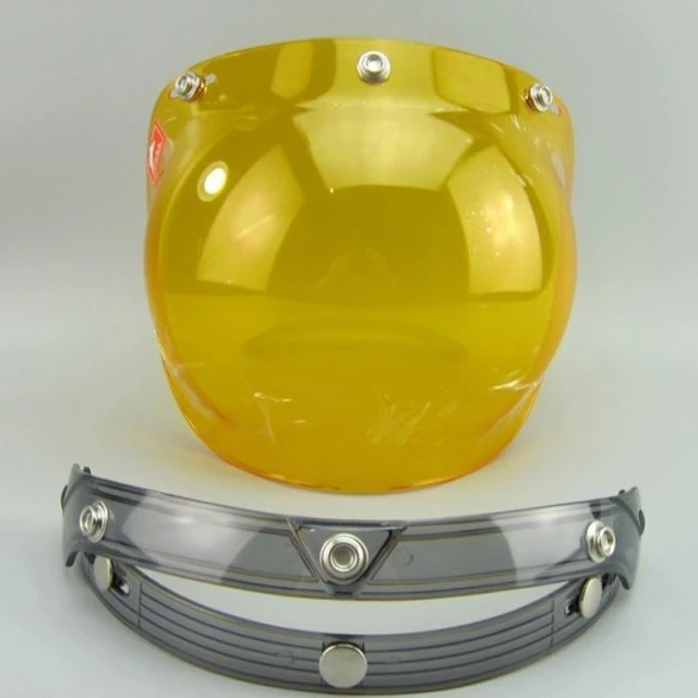 Buy 3 snap open face helmet visor vintage retro motorcycle helmet bubble shield