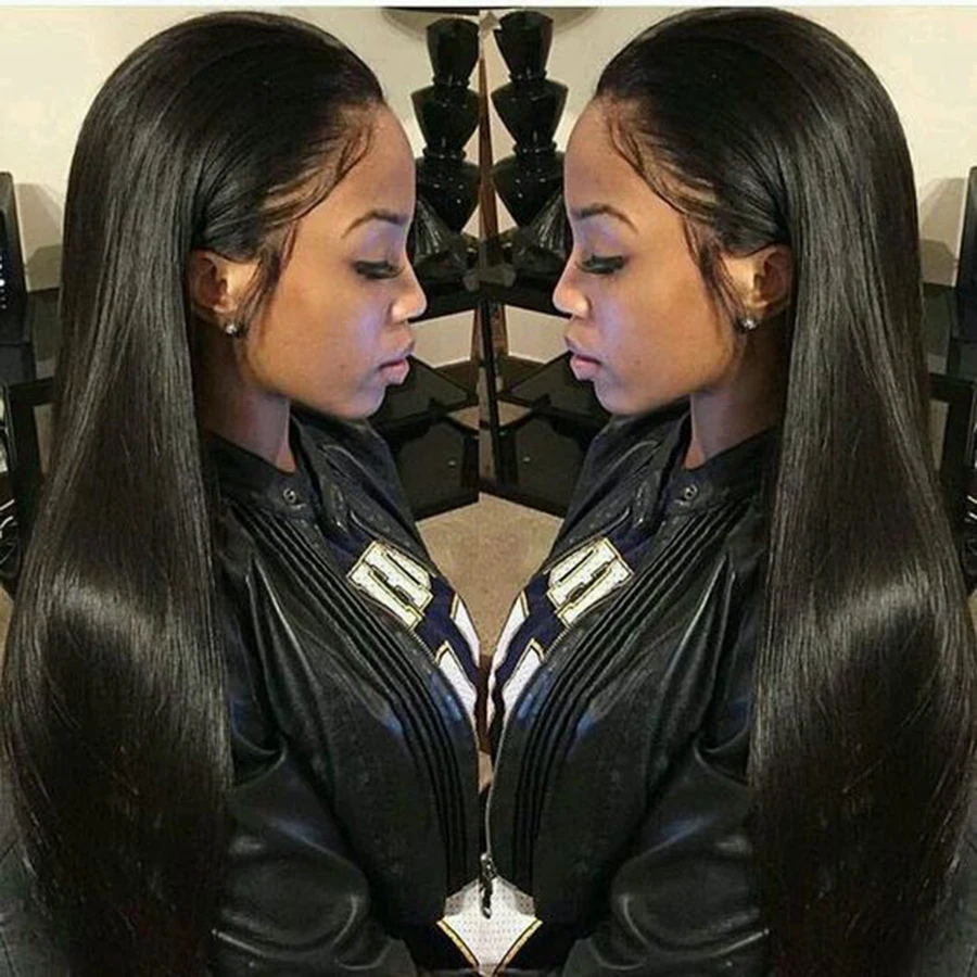 

Alicrown Straight Lace Front Human Hair Wigs Free Part Brazilian Hair Wig 8"-24"Pre Plucked Natural Hairline no Remy