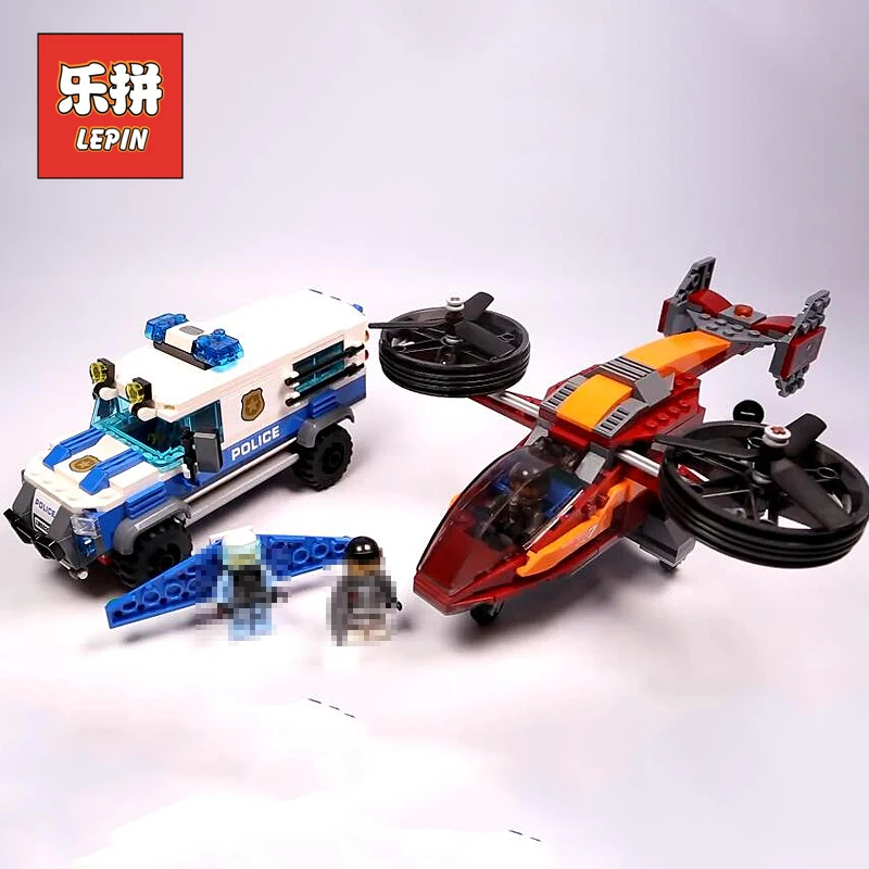 

Lepin 02128 City Police Toy the Sky Police Diamond Heist Helicopter Car Model Set Building Blocks 60209 Compatible Legoinglys