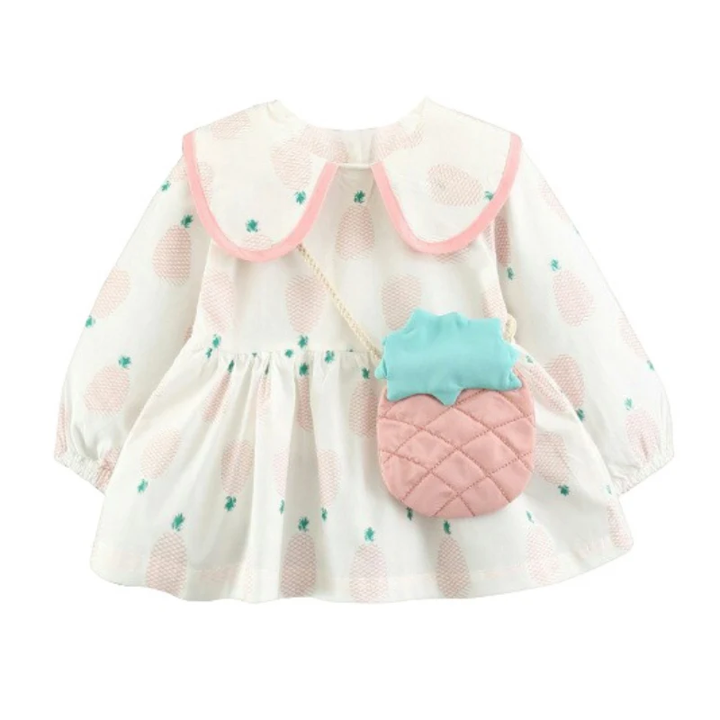 

WEIXINBUY Summer Baby Girl Casual Dresses Pageant Long Sleeve Pineapple Design Floral Tutu Princess Outfits 2018 hot