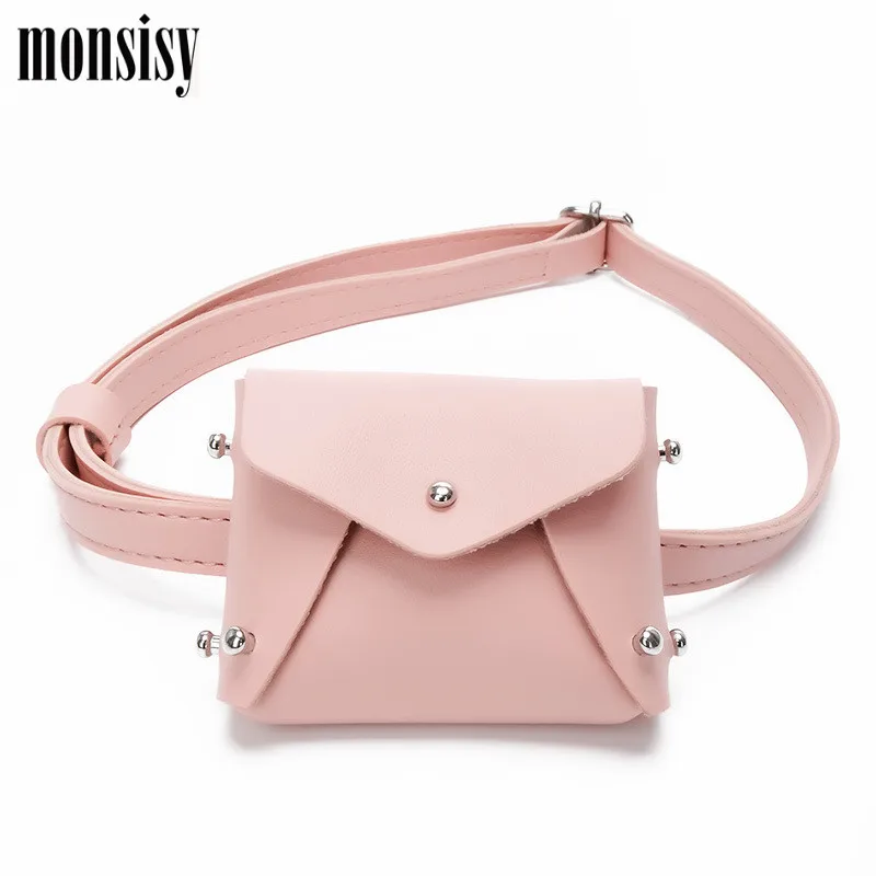 Monsisy Children Waist Fanny Bag Packs PU Leather Colorful Solid Fashion Kid Baby Girl Boy Fanny Money Waist Bags Belt Pack