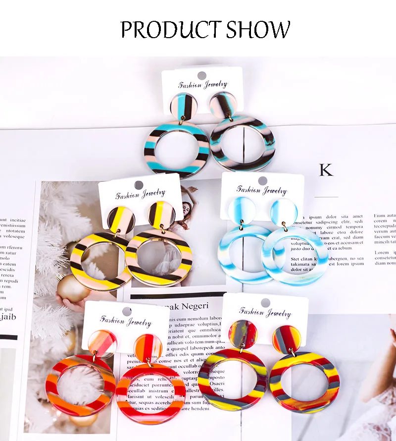 YUQINQIN Classic Drop Earrings for Women Acrylic Earrings Female Round Geometric Dangling Fashion Elegant Resin Summer Earring (3)