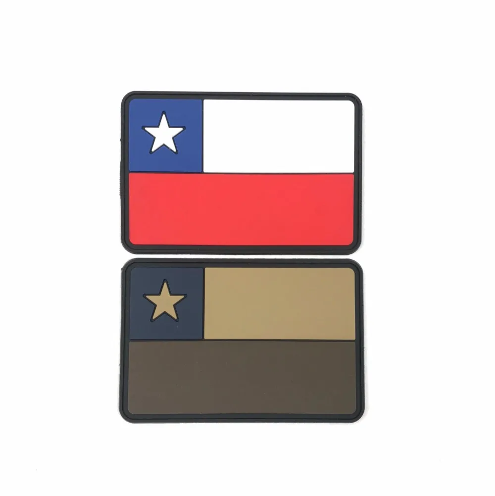 

Rubber Chile Flag Patch 3D PVC Tactical Patches Hook Brown Color Chile Flag Badge Combat Armband Military Brassard Army 7.5*5cm