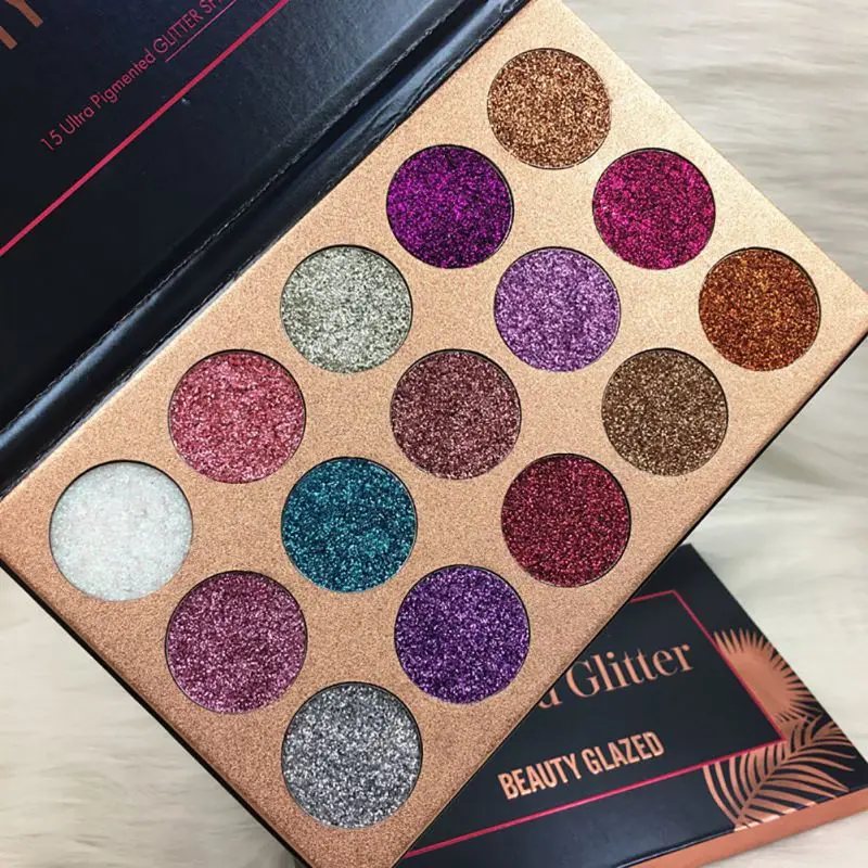 

Beauty Glazed Glitter Injections Pressed Glitters Eyeshadow Diamond Rainbow Make Up Cosmetic 15 Colors Eye Shadow Magnet Palette