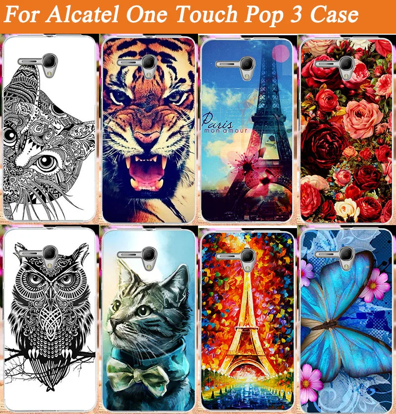

For Alcatel 5025 Case ,14 Pattern Colored Painting hard Cover Case For Alcatel One Touch Pop 3 5.5" 5025D 5025 Free Shipping