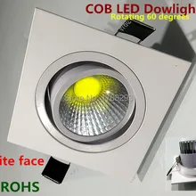 Квадратный 100 шт. затемнения COB светодиодный светильник 9 Вт вращающийся Наружная часть: Алюминий/Белый, крытые потолочные светильники, AC90~ 260 V CE по ограничению на использование опасных материалов в производстве
