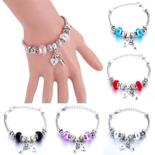 Античный браслет в форме сердца с замком для ключей, очаровательный браслет для женщин, брендовый браслет и браслет, сделай сам, ювелирное изделие, подарки