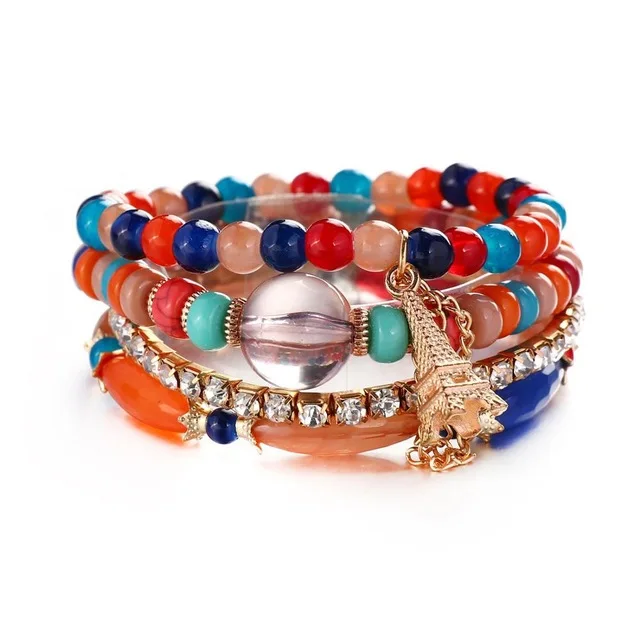 Браслеты из бисера с кристаллами для женщин, винтажный браслет, Женские Ювелирные изделия, браслет с подвесками из натурального камня, подарок pulseira feminina - Окраска металла: Посеребренный