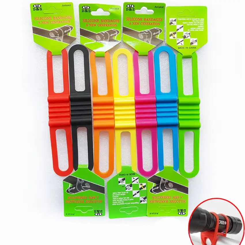 1x Bike Bicycle Cycling Silicone Elastic Strap Bandage Light Lamp Mount Holder