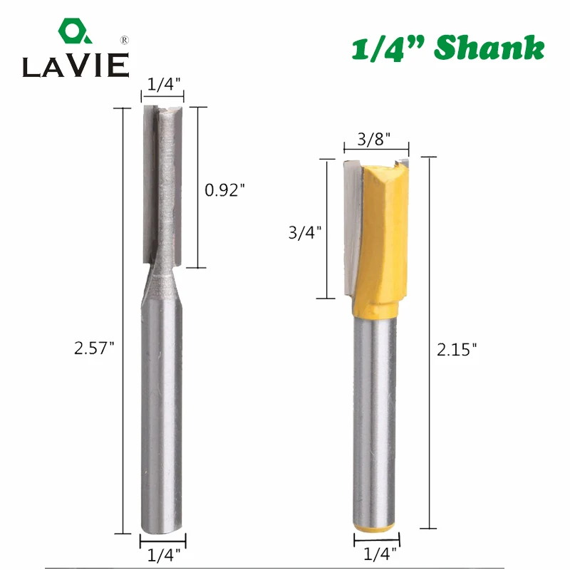 LA VIE 5 шт. 1/4 хвостовик 6,35 мм прямой нож Dado маршрутизатор Набор бит обрезки фреза для деревообработки биты для резки MC01033