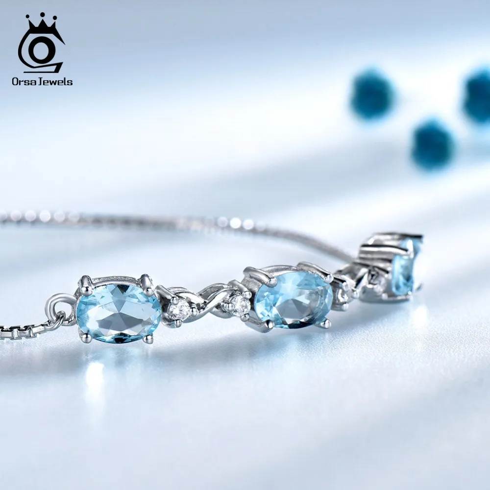 Kopen ORSA JUWELEN Echte 100% 925 Sterling Zilver Vrouwen Armbanden Armbanden Echte Natuursteen Luxe Vrouwelijke Bruiloft Sieraden VSB01