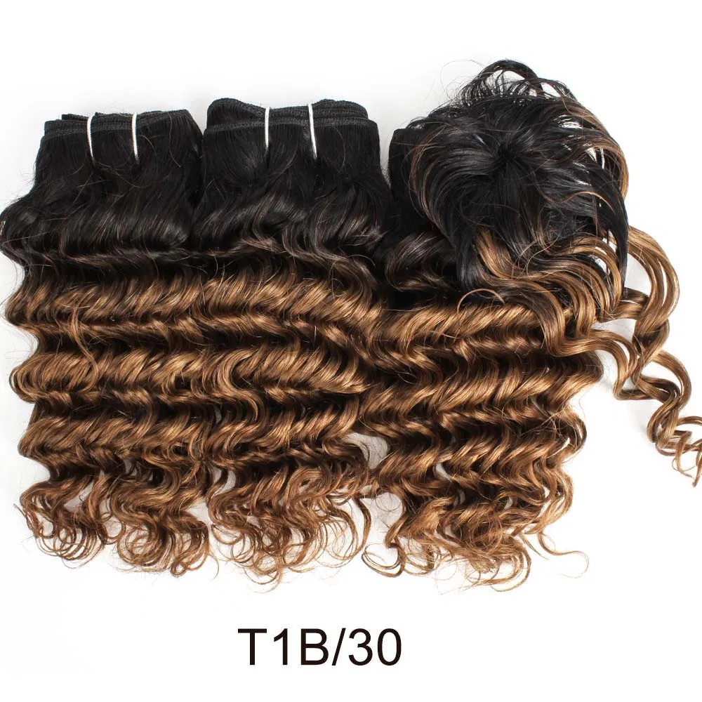MOGUL волос глубокая волна короткий Боб Стиль эффектом деграде(переход от темного к Remy человеческие волосы натуральный Цвет эффектом деграде(переход от темного к Мёд блондинка 155 г/компл. бразильские волосы категории Virgin - Цвет: T 1B 30