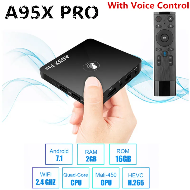 

A95X PRO Android 7.1 Smart TV Box With Voice Control Amlogic S905W 2GB 16GB 2.4G WiFi Set Top Box Support Youtube 4K HD