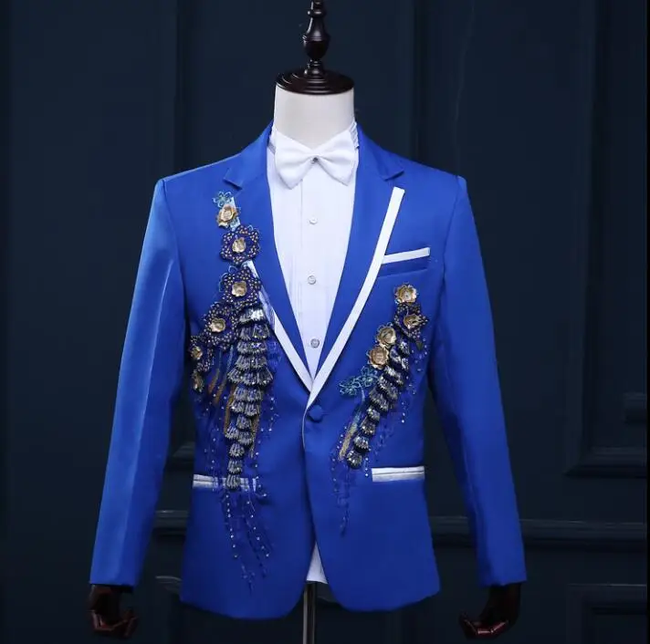 Mannen pakken ontwerpen masculino homme terno podium kostuums voor zangers mannen bloemen blazer dans kleding jas formele jurk punk Mannen pakken ontwerpen masculino homme terno podium kostuums voor zangers mannen bloemen blazer dans kleding jas formele jurk punk