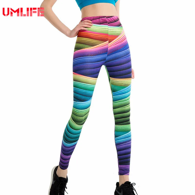 UMLIFE штаны для йоги с мультяшным принтом спортивные Леггинсы пуш ап 3d Граффити