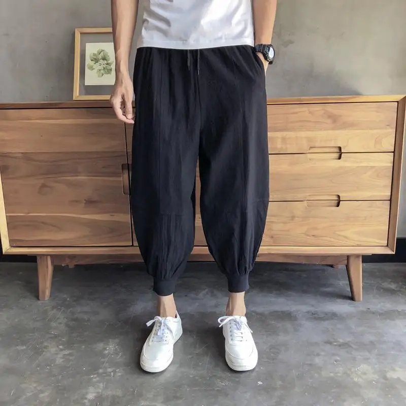 M 5XL Casual Cuffed Pants Ankle Length Streetwear Workout Summer Baggy