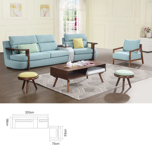 Special Offers 1801B60 Modern living room solid wood Europe style sectional fabric soft comfortable sofa set