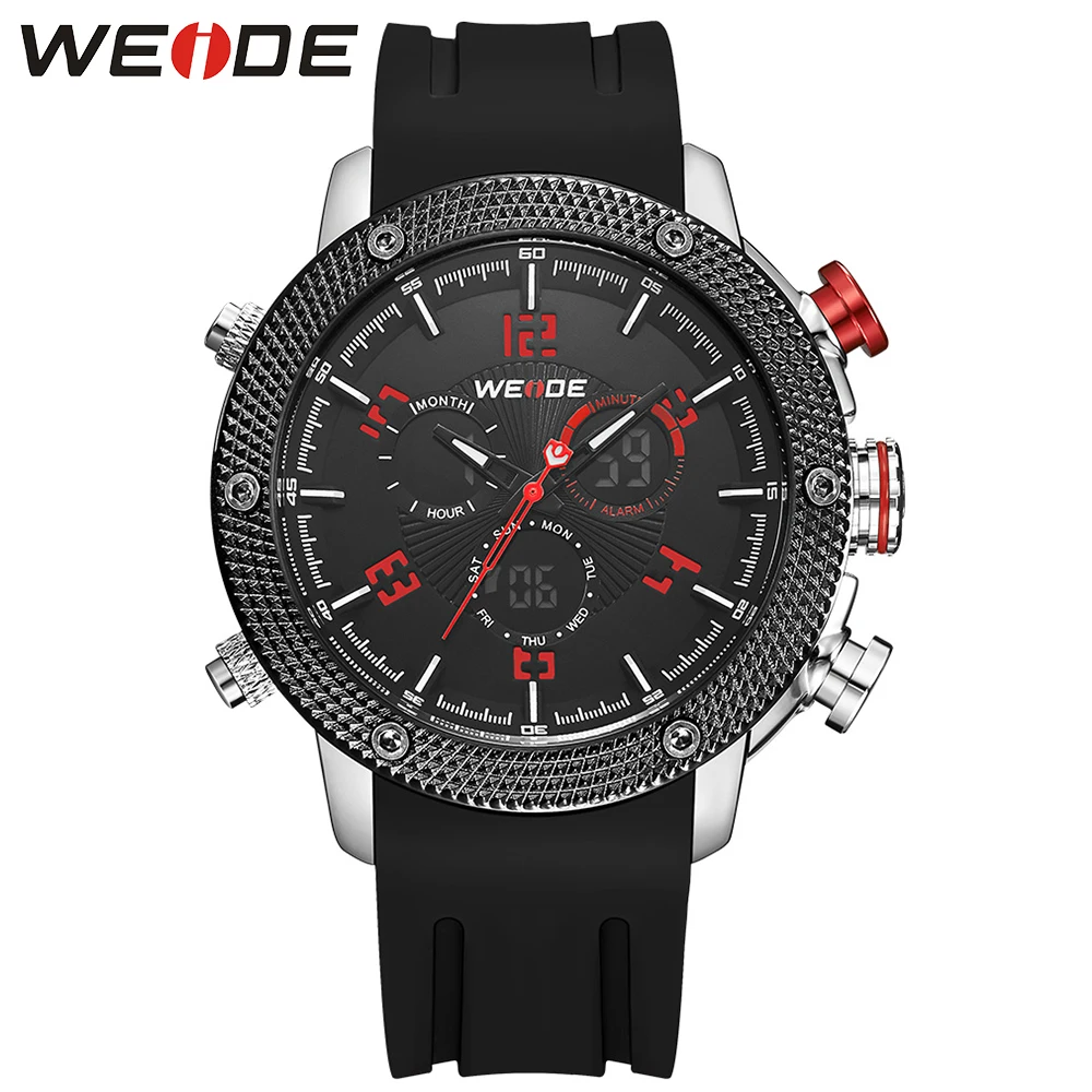 

Fashion WEIDE Man Sport Watch Men Digital Quartz Watch LED Alarm Date day Army Wristwatch PU Rubber Band Clock Relogio Masculino