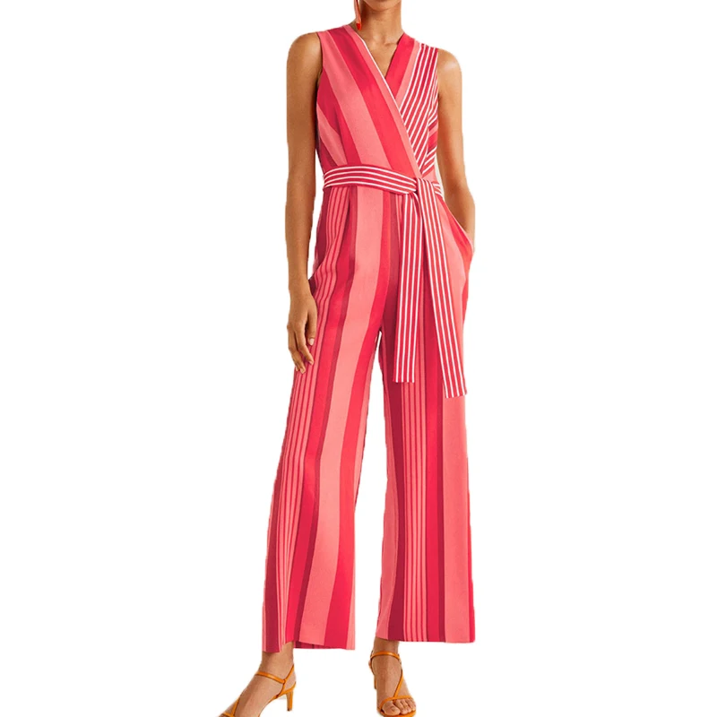 

Summer rompers womens jumpsuit 2019 casual sleeveless womens clothing striped jumpsuit women wide leg jumpsuit
