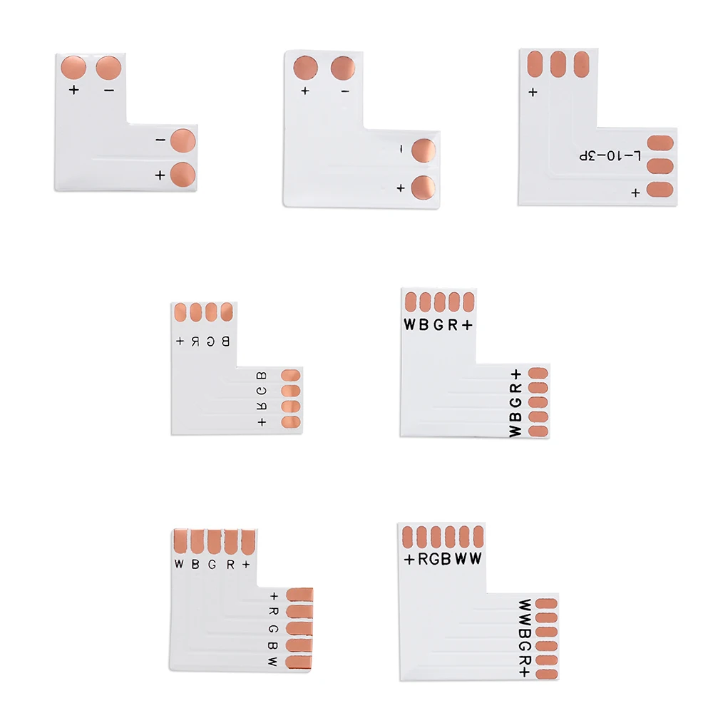 

5Pcs L T X Shape RGB RGBWW LED Strip Corner Connector PCB Board 8mm 10mm 12mm 2pin 3Pin 4pin 5pin 6Pin Single Color RGB RGBW