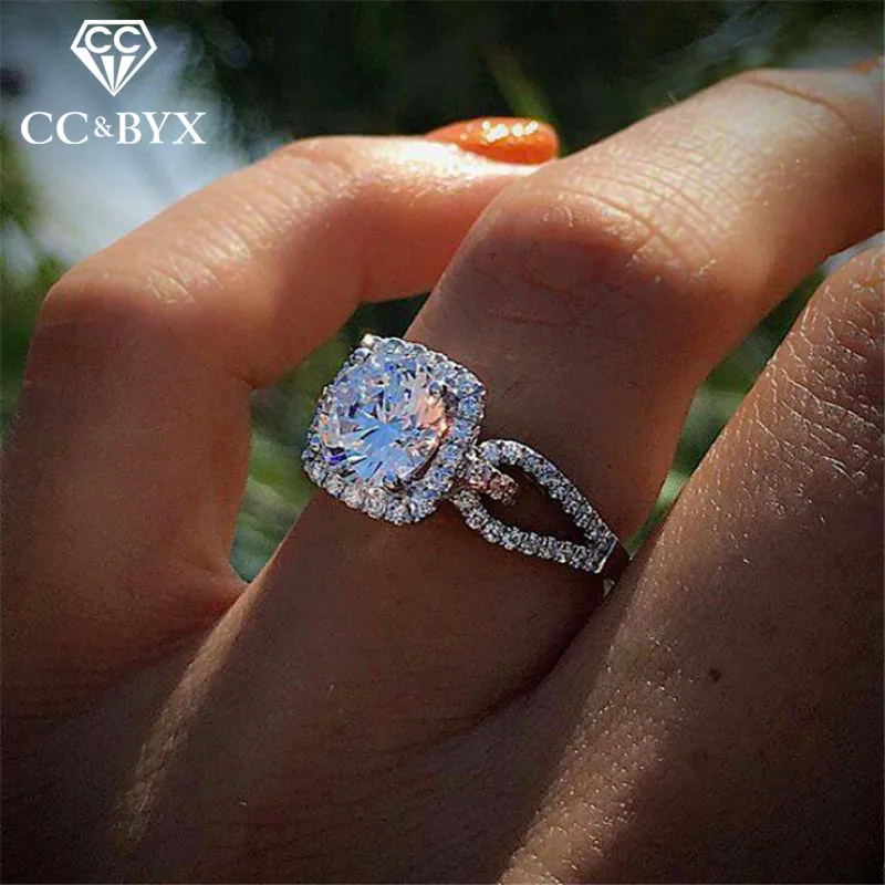 

CC Rings For Women Bridal Wedding Engagement Ring Cubic Zirconia Suqare Stone Trendy Jewelry Accessories Drop Shipping CC2282